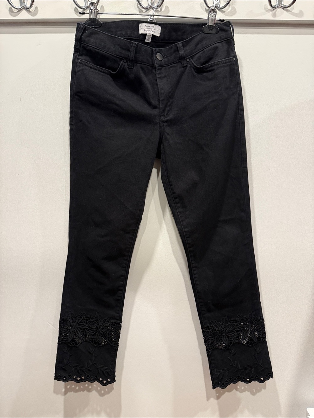 & Other Stories Black Lace Embroidered Skinny Jeans Size 28